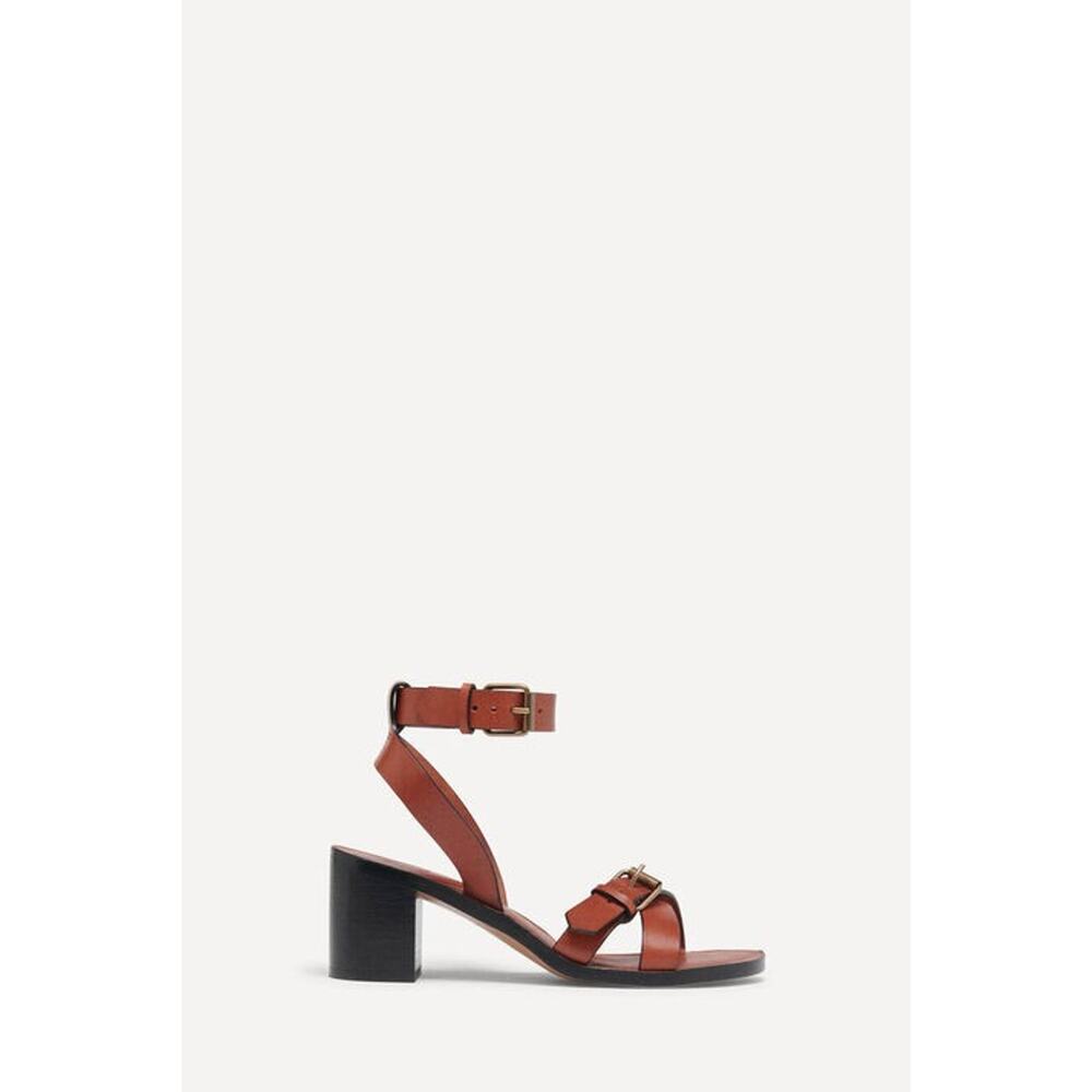 Bash Cathalya Leather Sandals With Heel- EU 38 US 7.5 Brown